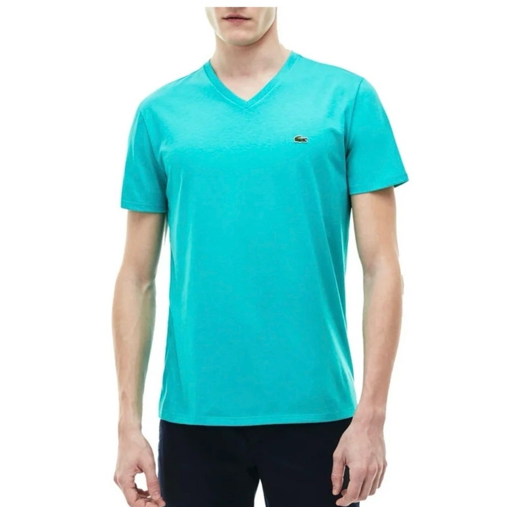 Lacoste Men's Turquoise V-Neck Tee